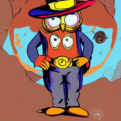 Image similar to cartoon owl dressed as the lone ranger from the children's 1980s cartoon show