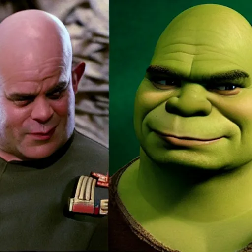 Image similar to shrek as colonel kurtz, in apocalypse now