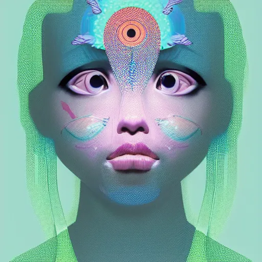 Prompt: portrait of a girl, beeple and james jean, chiho aoshima color scheme