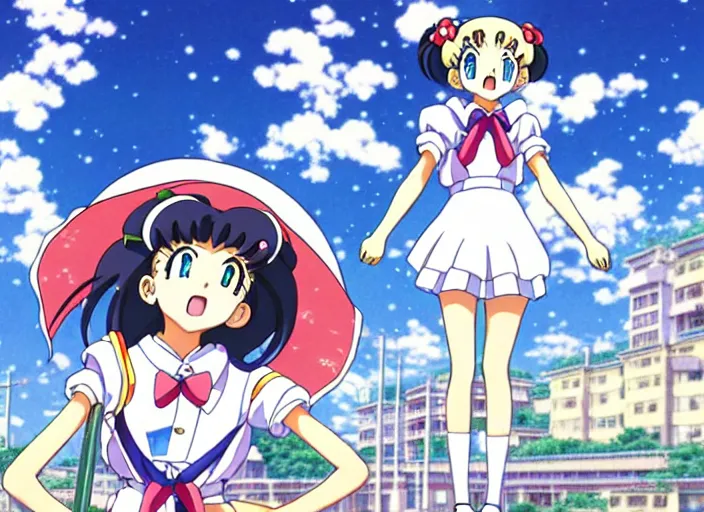 Prompt: anime fine details portrait of joyful school girl Sailor Moon stay in front of big post soviet city buildings, nature, deep bokeh, close-up, anime masterpiece by Studio Ghibli. 8k, sharp high quality classic anime from 2000 in style of Hayao Miyazaki