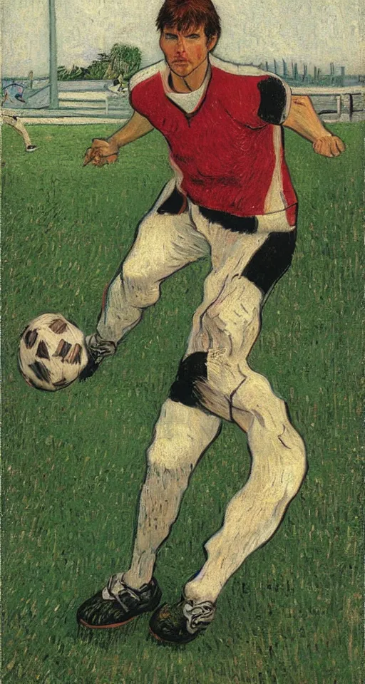 Image similar to Tom Cruise playing football by Van Gogh