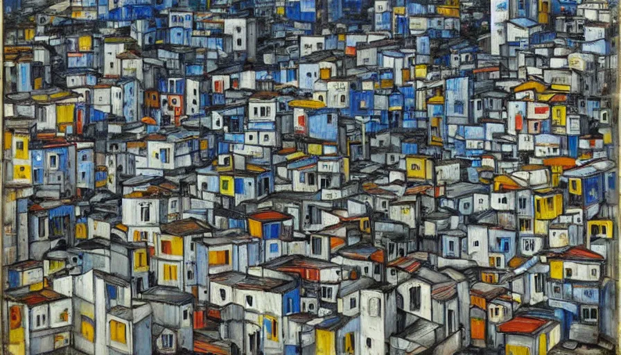 Prompt: favelas in rio, by piet mondrian