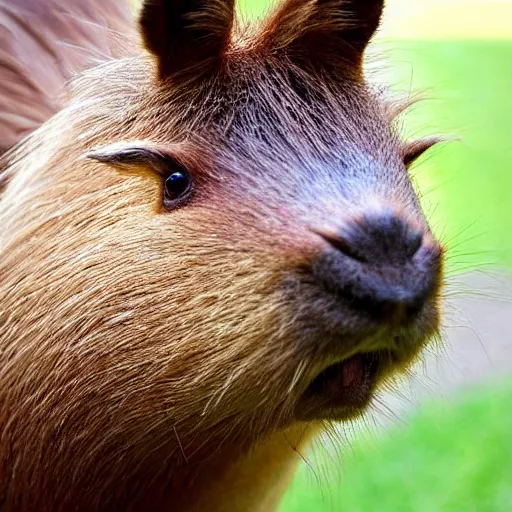 Image similar to a hybrid between a capybara and a llama