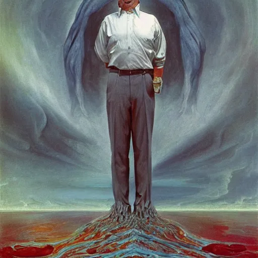 Image similar to terrifying, surreal portrait of joe biden standing up to his shoulders in turbulent, shadowy water by j. c. leyendecker, bosch, william blake, stephen gammell, jon mcnaughton, and beksinski