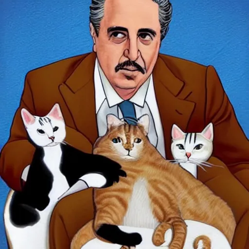 Prompt: the godfather surrounded by cats