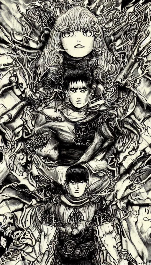 Prompt: psytrance artwork, from berserk