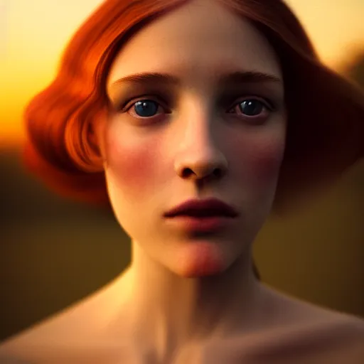 Prompt: photographic portrait of a stunningly beautiful english virgin renaissance female in soft dreamy light at sunset, beside the river, soft focus, contemporary fashion shoot, in a denis villeneuve and tim burton movie, by edward robert hughes, annie leibovitz and steve mccurry, david lazar, jimmy nelsson, extremely detailed, breathtaking, hyperrealistic, perfect face, octane render