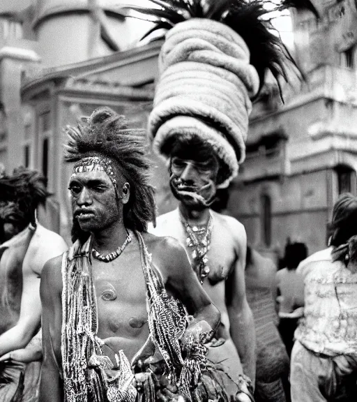 Prompt: Award winning reportage photo of Monegasque Natives with incredible hair and hyper-detailed eyes wearing traditional garb by Garry Winogrand, 85mm ND 5, perfect lighting, gelatin silver process