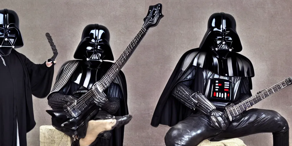 Image similar to Darth Vader playing black B.C. Rich guitar