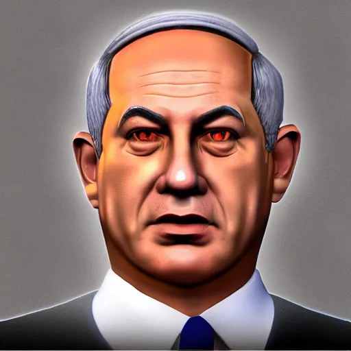 Prompt: a 3 d render of benjamin netanyahu as a video game character