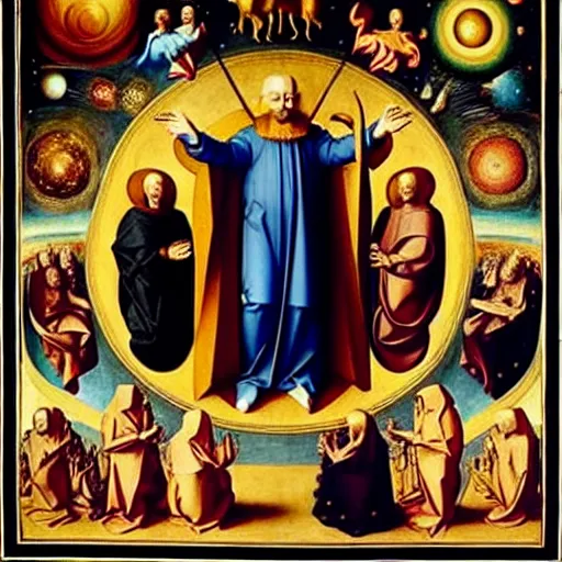 Image similar to creation of the universe by Hubert van Eyck and Jan van Eyck