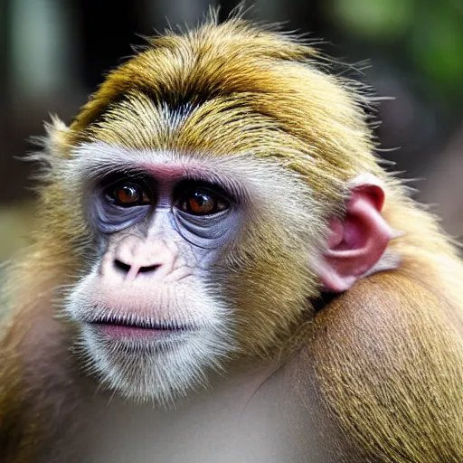 Image similar to a monkey with long blonde hair,