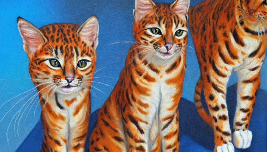 Image similar to canvas painting of tall cats by daniel patrick kessler, kessler art