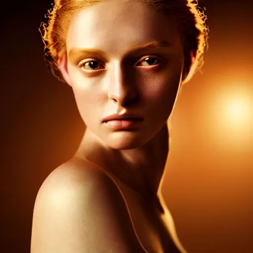 Image similar to photographic portrait of a stunningly beautiful renaissance female with golden skin in soft dreamy light at sunset, contemporary fashion shoot, by edward robert hughes, annie leibovitz and steve mccurry, david lazar, jimmy nelsson, breathtaking, 8 k resolution, extremely detailed, beautiful, establishing shot, artistic, hyperrealistic, beautiful face, octane render