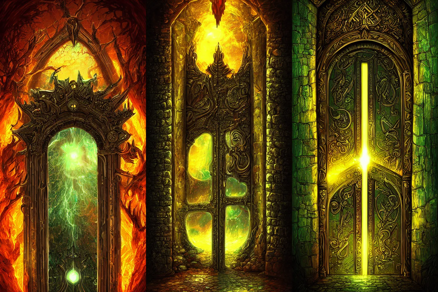 Prompt: the gate to the eternal kingdom of uranium, fantasy, digital art, hd, detailed.