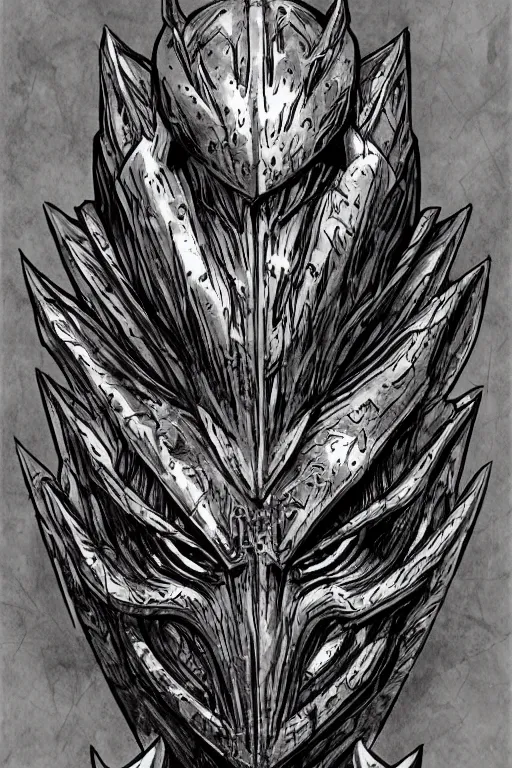 Image similar to armoured warrior, symmetrical, highly detailed, digital art, thorn themed armour, sharp focus, trending on art station, kentaro miura manga art style