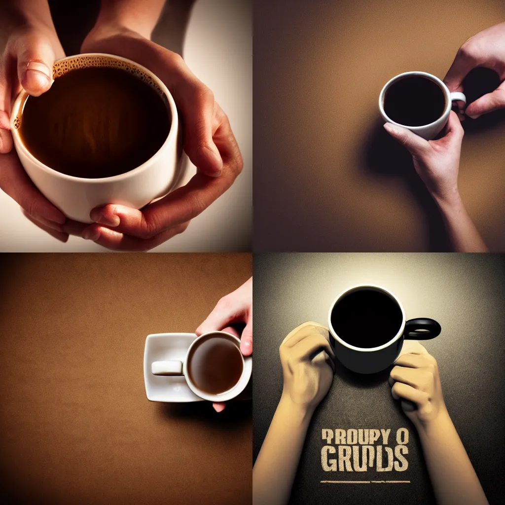 Prompt: cup of coffee with grasping hands made of coffee coming out of it, creepy, horror, photorealistic, moody lighting, 4K special effects