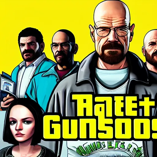 Prompt: walter white heisenberg on gta 5 cover,