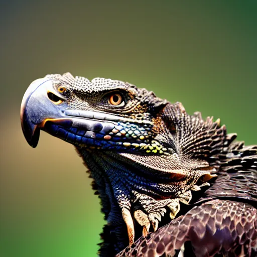 Image similar to profile of an eagle iguana!! hybrid, bold natural colors, masterpiece, trending on artstation, photograph