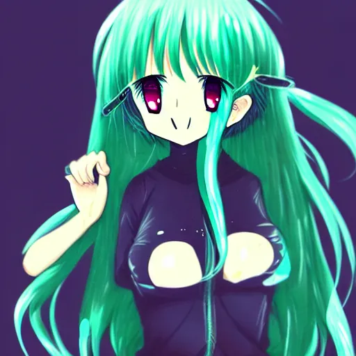 Prompt: anime girl wrapped in seaweed, anime art, trending on artstation, cute