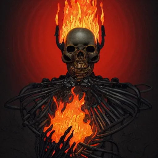 Prompt: A Black background portrait of A skeleton burning with black flames by greg rutkowsk and alphonse mucha and Simon Stålenhag and Zdzisław Beksiński,In style of digital art illustration.Dark Fantasy,darksouls,Ray tracing,Rembrandt lighting,smooth,hyper detailed,sharp focus,Soft light.trending on artstation.4k