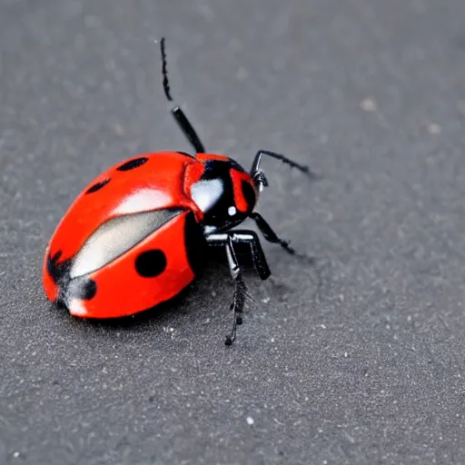 Image similar to ladybug with metal prosthetic limbs