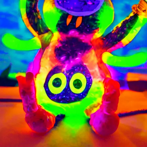 Prompt: crazy glowing monster, colourful