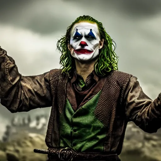 Image similar to The joker in Vikings 4K quality super realistic