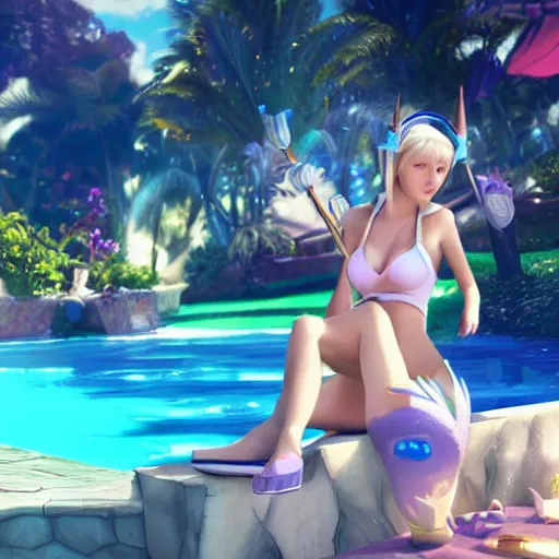 Image similar to pool party lux ( league of legends ), 3 d octane render trending on artstartion