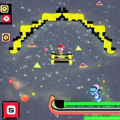 Prompt: A Mario Kart Double Dash Custom Track On The Moon called 'Wario's Moon Base'.