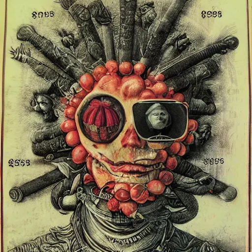 Image similar to post - punk new age album cover, asymmetrical design, dollars, bank notes, magic, apocalypse, psychedelic, black white pink, magic, giger h. r., giuseppe arcimboldo