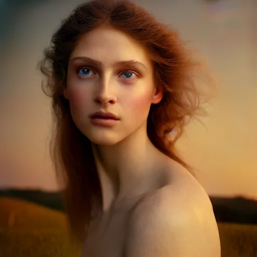 Image similar to photographic portrait of a stunningly beautiful renaissance in soft dreamy light at sunset, contemporary fashion shoot, by edward robert hughes, annie leibovitz and steve mccurry, david lazar, jimmy nelsson, breathtaking, 8 k resolution, extremely detailed, beautiful, establishing shot, artistic, hyperrealistic, beautiful face, octane render