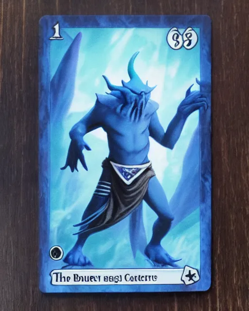 Prompt: magic the gathering blue creature card