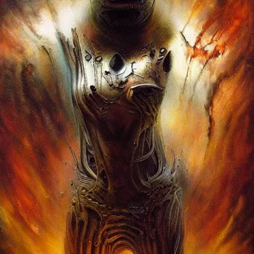 Prompt: a stunning ultra realistic sci-fi art painting of a alien by H.R. Giger beautiful colours, in the style Zao Wou Ki