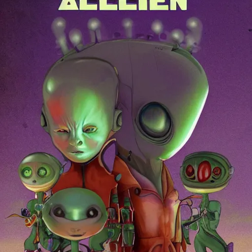 Prompt: an alien child history book describing alien history, trending on artstation