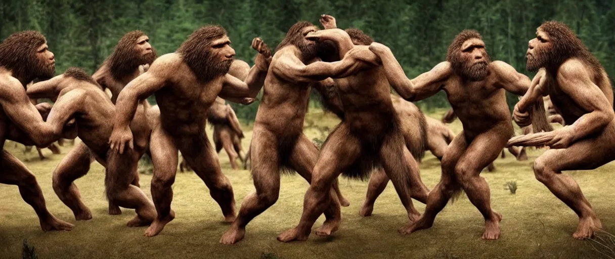 Image similar to made 1 5 0 neanderthal people fighting againts one mammoth, perfect dynamic posture, perfect dynamic environment, perfect dynamic body form, perfect dynamic pose, trending pinterest, perfect dynamic position, award winning photo by national geographic, and pulittzer winner, realistic, bokeh, reduce duplication interference