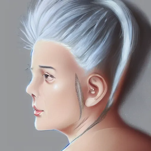 Image similar to a girl with white hair in a hairbun, by kalpiae