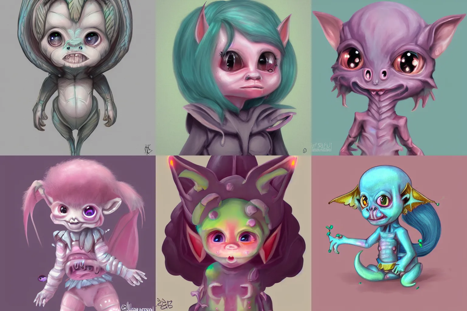 Prompt: an adorable kawaii baby pastel goblin, fantasy art, trending on art station