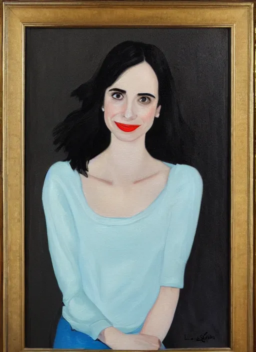 Image similar to oil painting portrait of emma roberts krysten ritter, by agnes lawrence pelton