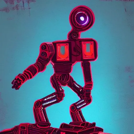 Image similar to “robotic raven. Full body image wearing metal body armor. Cozy lighting, in the style of Far Cry: Blood Dragon. Art by Simon stålenhag. Photo on top of all time”