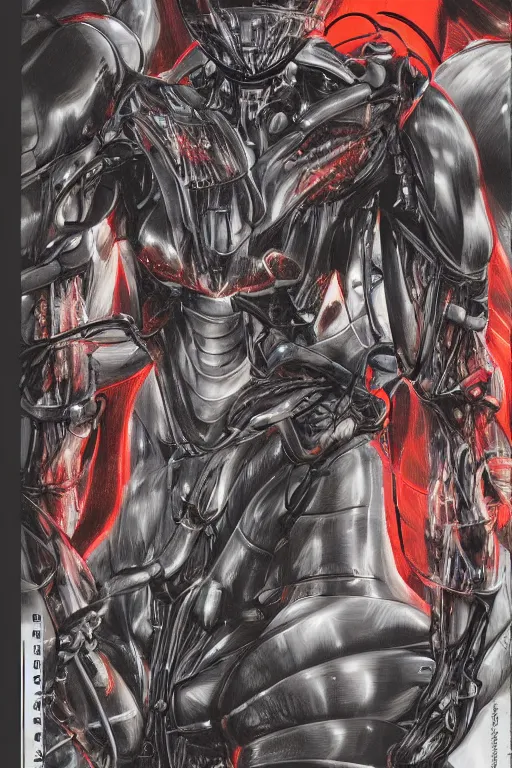 Image similar to biomechanical life enhanced using nanosuits with crysis - type muscle under the armor plating, at dusk, a color cover illustration by tsutomu nihei, tetsuo hara and katsuhiro otomo