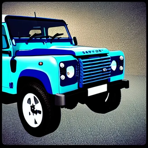 Image similar to “Blue Land Rover Defender. In the style of GTA 5.”