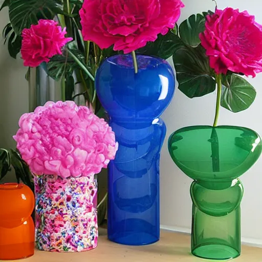 Prompt: y 2 k inflatable flower vases