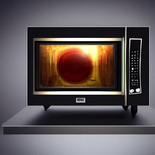 Image similar to a microwave with a tv screen covered in static, intricate, highly detailed, digital painting, artstation, concept art, smooth, sharp focus, illustration, unreal engine 5, 8 k