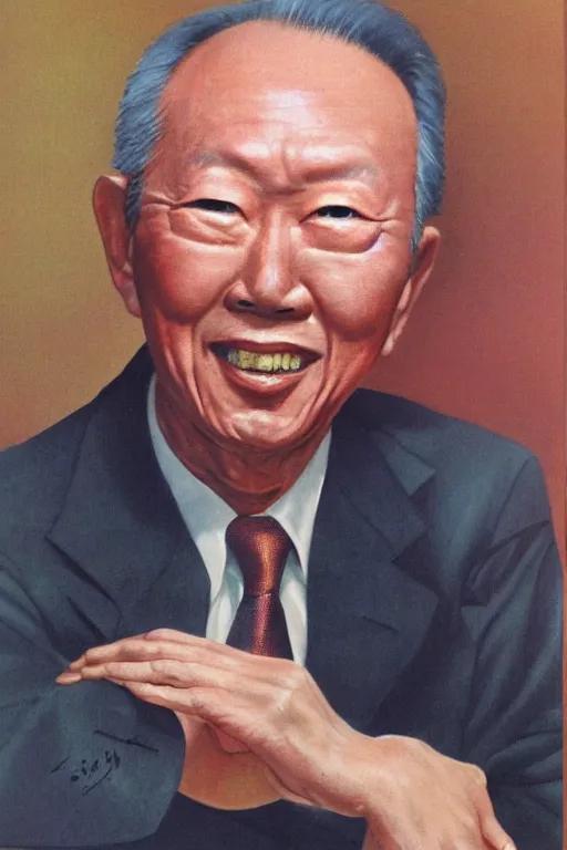 Image similar to portrait of lee kuan yew by noriyoshi ohrai