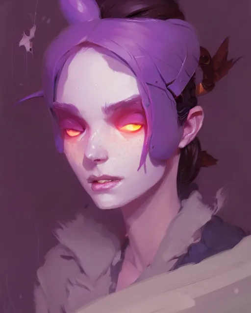 Prompt: hyper - realistic portrait of a fairy rogue, by atey ghailan, by greg rutkowski, by greg tocchini, by james gilleard, by joe fenton, by kaethe butcher, dynamic lighting, gradient light purple, brown, blonde cream and white color scheme, grunge aesthetic