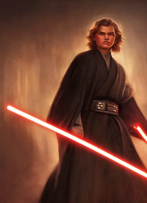 Prompt: highly detailed painting of anakin skywalker as a sith, unreal engine, fantasy art by greg rutkowski, global illumination, radiant light