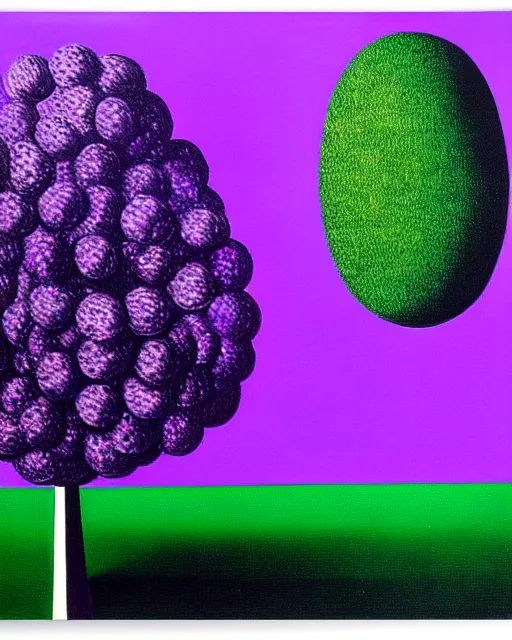 Prompt: purple green and black painting by magritte