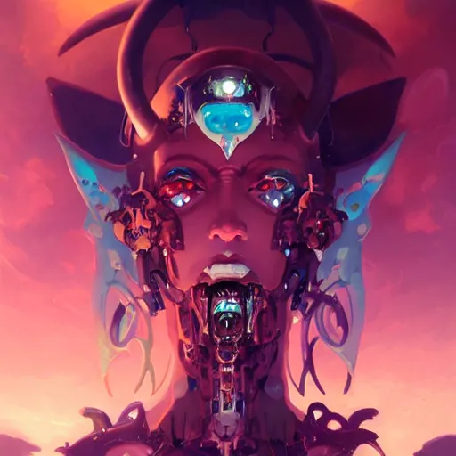 Image similar to a portrait of a beautiful cyborg demonic duchess of hell, cyberpunk concept art by pete mohrbacher and wlop and artgerm and josan gonzales, digital art