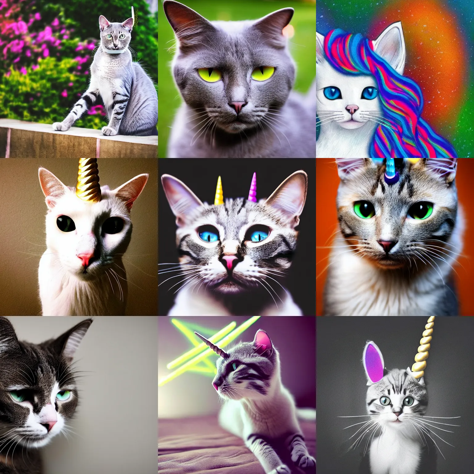 Prompt: photo of a cat-unicorn